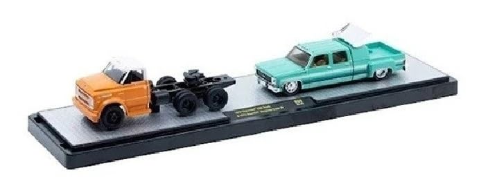 M2 Machines Auto-Haulers 1970 Chevy C60 Truck in Orange and 1974 Cheyenne Super 30 in Turquoise R96 26-05