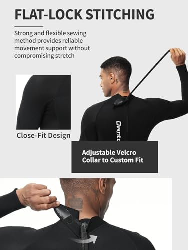 Owntop Herren Neoprenanzug 3/2mm - Vorderer Reißverschluss Voll Tauchanzüge, Stretch Pro Neopren-Nassanzug Thermische Volle Länge Tauchhaut zum Surfen Schnorcheln, Herren Schwarz XL