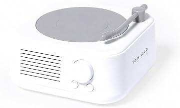 Sawfish Personalised Speaker Bitels Retro Turntable Bluetooth Speaker 5W – Portable Wireless Speaker with FM Radio, Micro SD Playback, USB-C Rechargeable