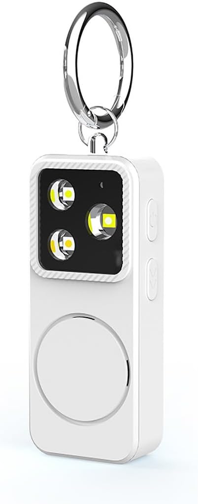 B11 Portable Lighting Women's Safety Alarm Device 150dB Buzzer Alarm Strobe Light Rechargeable with Charging Cable and Power Switch Night-time Flashlight Keychain (White - Lighting Alarm)