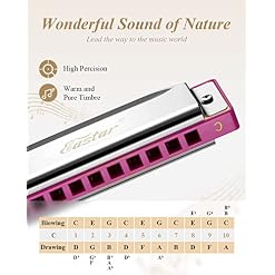 Eastar Major Blues Harmonica Diatonique, 10 Trous C Key Débutant Harmonica pour Enfants Enfants Adultes Étudiants, avec… - Les Beatles, Paul McCartney, John Lennon, RIngo Starr, George Harrison Eastar Major Blues Harmonica Diatonique, 10 Trous C Key Débutant Harmonica pour Enfants Enfants Adultes Étudiants, avec… – Image 2