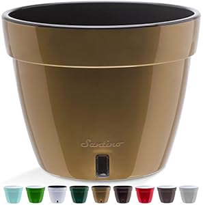 Santino ASTI 27cm Gold/Schwarz Selbstwässernder Blumentopf