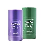 Green Tea Clay Stick Mask Green Tea Eggplant Purifying Clay Stick Mask, Green Tea Solid Mask Deep Cleansing Pores & Blackheads Clay Stick Mask, Facial Mask Stick