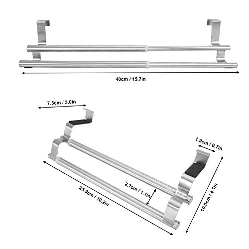 Over de deur handdoekrekken voor badkamer,handdoekhanger droogrek,roestvrij staal intrekbaar badhanddoekenrek dubbele/enkele bar slaapkamer handdoekplank(40cm retractable double pole) - Image 3