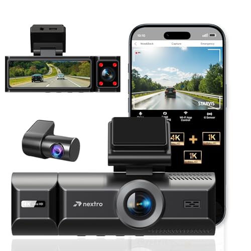 Image of Nextro X900 TriVision Dashcam, 4K Front + 1K Rear + 1K Cabin Triple Channel, Sony STARVIS, ADAS, GPS, 180 Cabin Fisheye, 6G+IR Lens, Wi-Fi App, Night Vision, WDR, G-Sensor, Voice Recording