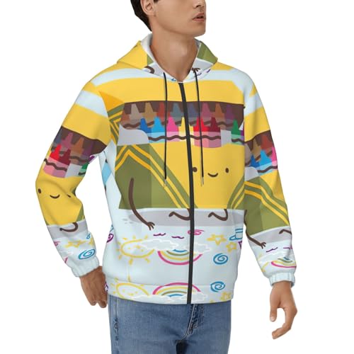 Sweat à capuche zippé EdWal motif crayons pour homme