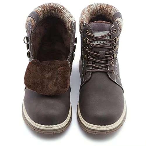 Anjoufemme Winter Snow Hiking Boots For Women - Womens Casual Work Boots Waterproof Lightweight Hiking Shoes For Trekking Camping Walking Fnw18-Brown-8 #TOP5