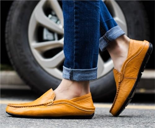 Comfortable Wedding Slip-ons Mens Loafers Genuine Leather Stitching Details Round Toe Flexible Anti-Slip2