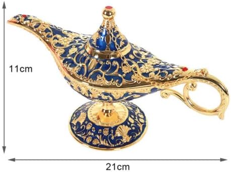 Vintage Aladdin Magic Genie Lamps Classic Collectable Light Lamp for Home Table (Large Dark Blue)