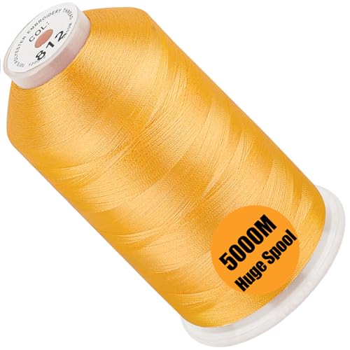 Image of New brothread - Single Huge Spool 5000M Each Polyester Embroidery Machine Thread 40WT for Commercial and Domestic Machines - Cream Yellow
