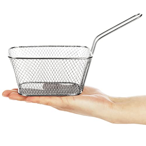 COM-FOUR® 6x Mini Frieten Serveermand - 430 Roestvrijstalen Snackschaal - Zilveren Mini Frituurmandjes - Serveermand met Handvat (Mand - 06 stuks) - Image 6