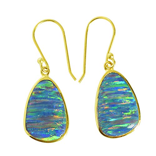 Boucles d'oreilles opale de feu et argent 925, le cadeau pour elle parfait et fait main