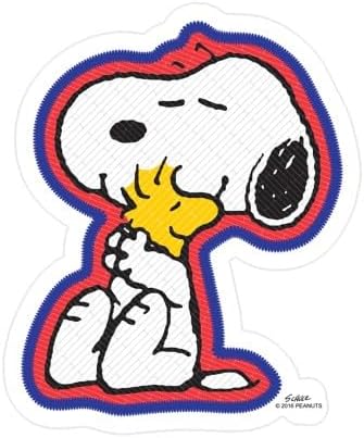 CafePress Peanuts Flair Snoopy and Woodstock Small Die Cut S Small Die Cut Sticker, 3"x4" Matte Finish