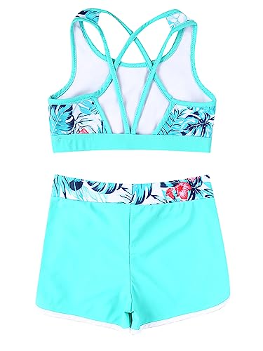Kids Girls 2 Piece Tankini Set Crop Top with Shorts Swimsuit Tracksuit for Gymnastics/Sports/Dance/Swimming4