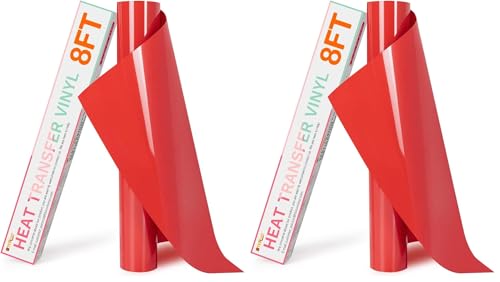 Image of HTVRONT HTV Heat Transfer Vinyl - 12 inch x 8ft Red HTV Vinyl for Shirts, Red Iron on Vinyl for All Cutting Machine - Easy to Cut & Weed for Heat Transfer Design (Pack of 2)