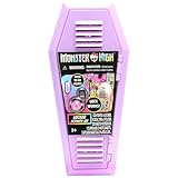 Tara Toy Monster High: Design Activity Locker - Doodle & Decorate, Lavender Coffin-Shaped Storage Case w/Lock, Mini Stationary Supplies & Notebook, Kids 3+