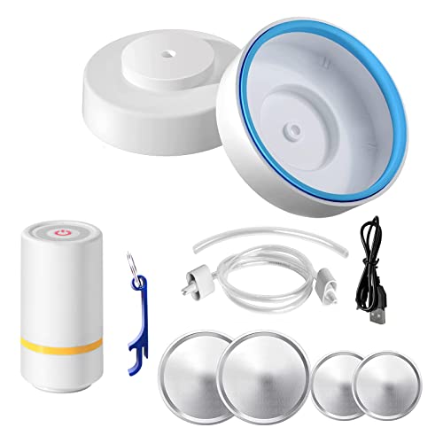 Electric Mason Jar Vacuum Sealer, Vacuum Sealer Can Opener Silicone Hose Connector For Regular Mouth And Wide Mouth Food Cans, Jar Vacuum Sealer With Electric Vacuum Pump And Jar Lids For Food Storage #TOP1