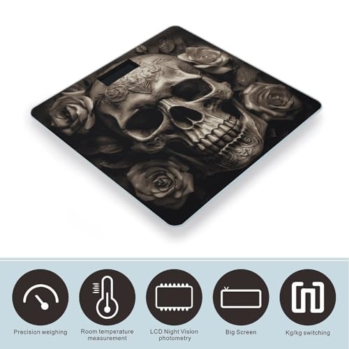 Báscula de baño digital con diseño de calavera y cuero miniatura 3
