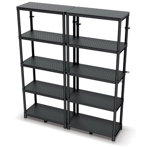 Kistenberg 2X Werkstattregal 74 x 36 x 172 5 cm Pro Regal bis 220kg belastbar 5 Ablageböden Steckregal Schwerlastregal Lagerregal Regal aus Kunststoff