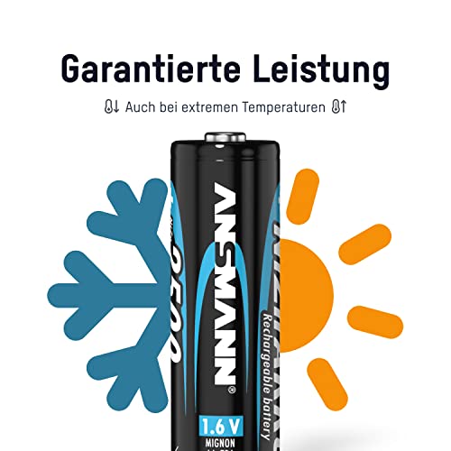 Ansmann 4X Batterie Ricaricabili Stilo - Nichel Zinco Aa 1600 Mah 1,6 V - Ricarica Rapida Fino A 1000 Cicli Di Ricarica Per Telecomando Torcia - 4