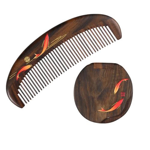 Peine de madera Tan Mujiang Premium set con espejo miniatura 1