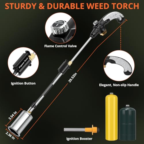 Image of Propane Weed Torch 30 inch High Power Leak-Proof,Tank Not Included | Efficient weed removal, ideal for ice melting & outdoor tasks. Stable flame, ergonomic grip for long-time operation