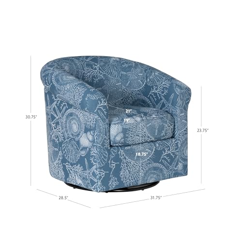 Sillón giratorio azul con patrón costero miniatura 3