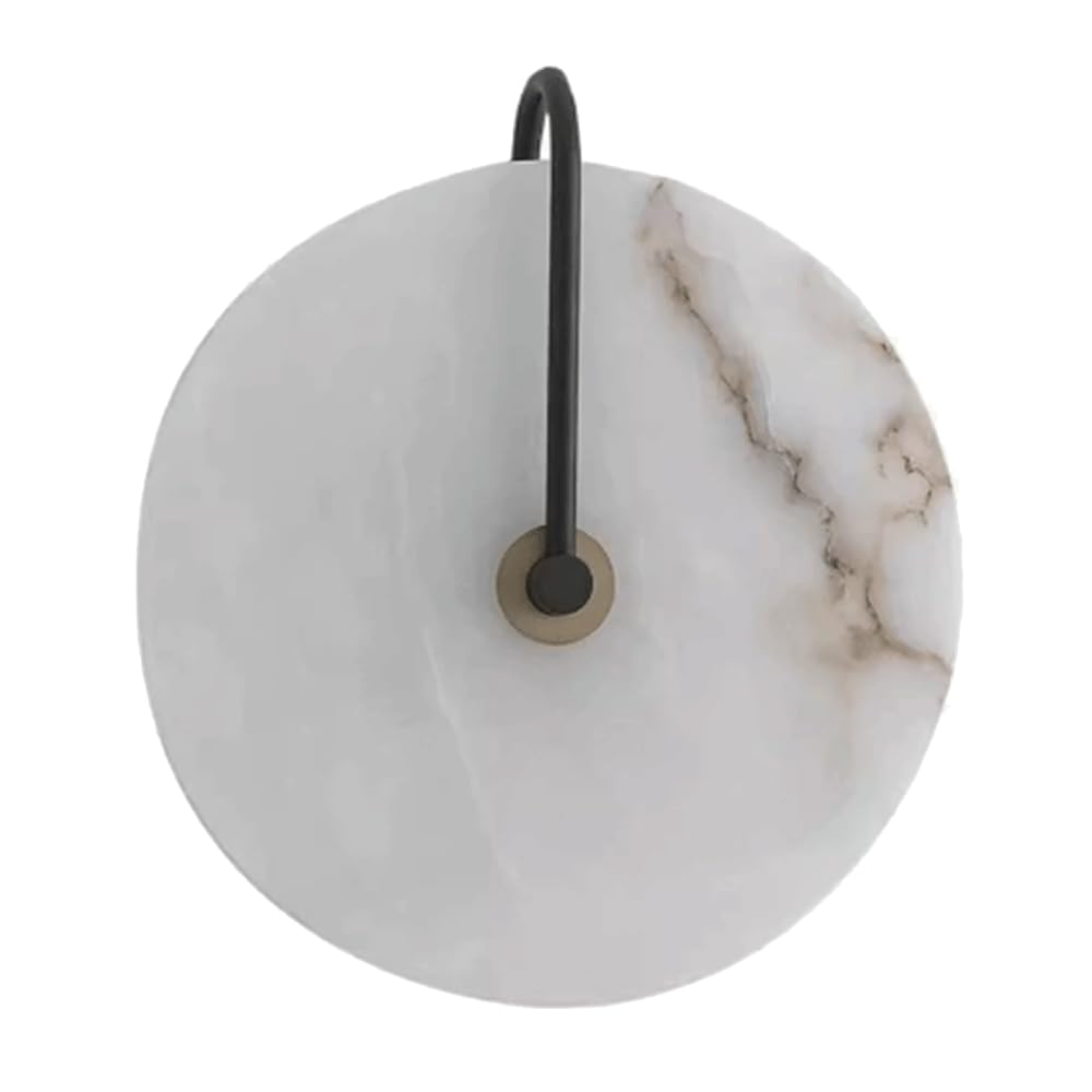 SHUANGZ Natural Marble Alabaster Wall Sconce, Modern Stone LED Wall Lamp, Hardwired Round Wall Light Fixture for Bedroom, Bathroom, Hallway, Living Room Atmosphere Decoration Wall Lamps 1-Pack