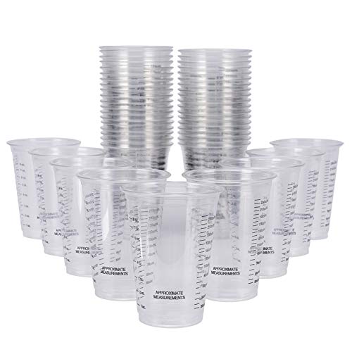 Disposable Graduated Measuring Cups - 45pcs 8oz Clear Plastic Mixing Cups for Measuring Paint Epoxy Resin Art Supplies