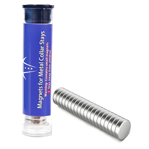 Magnets for Metal Collar Stay, N42 Strong Magnetic Collar Holders Replacement, Packed in Mini Round Tube, 20Pcs (0.4 * 0.08”/10 * 2mm)