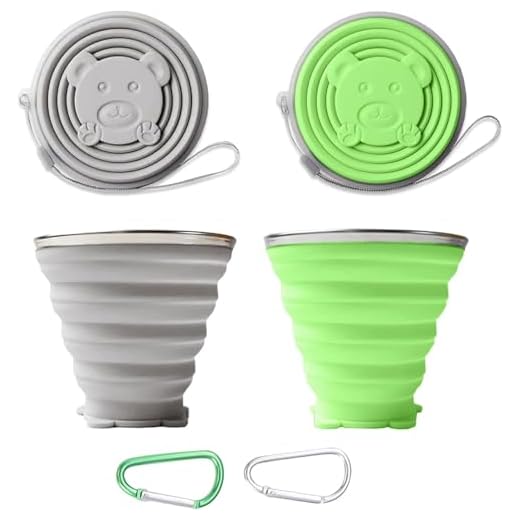 RZMZBY Taza de vaso plegable silicona,2 unid taza de viaje plegable, taza de café plegable con tapa, 320 ml, sin BPA, retráctil, adecuada para picnic, camping, senderismo, viajes (verde + gris)