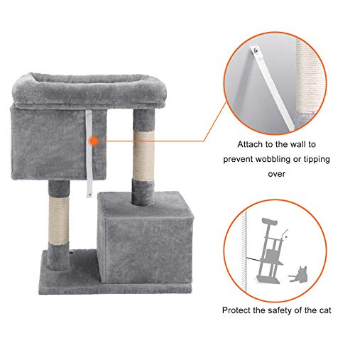 FEANDREA Cat Tree for Large Cats, Cat Tower 2 Cozy Plush Condos and Sisal Posts Cat House UPCT61W