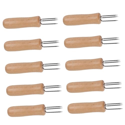 OFFSCH Stainless Steel Three-toothed Fork Corn Fruit Skewers Comfortable to Hold for Outdoor Grilling