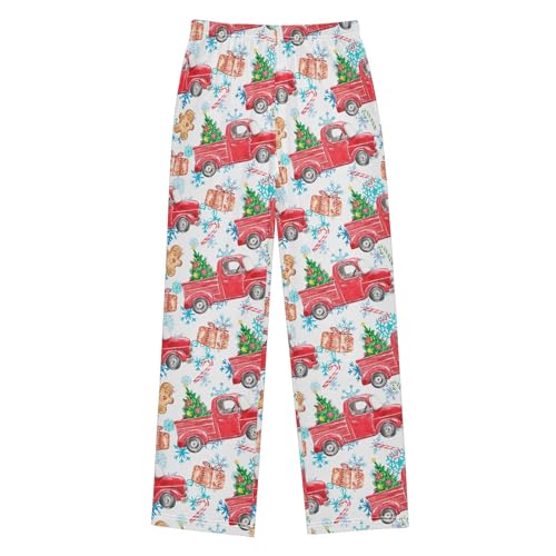 ZZXXB Christmas Truck and Gingerbread Boys Long Pants Soft Trousers Elastic Waist Kids Lounge Bottoms with Pockets S-XL