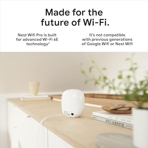 Image of Google Nest WiFi Pro - Wi-Fi 6E - Reliable Home Wi-Fi System with Fast Speed and Whole Home Coverage - Mesh Router - Non-Retail Packaging - 6 Pack - Snow