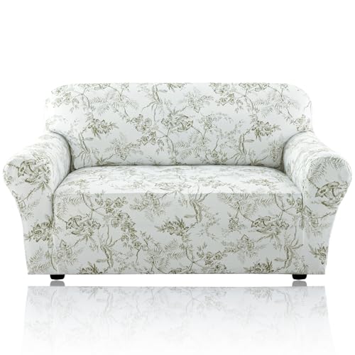 PrinceDeco Stretch Couch Cover Printed Loveseat Cover Colorful Floral Pattern, 1 Pieces Sofa Slipcovers for 2 Cushion Couch Sofa Love Seat Sofa Covers Washable Protector for Kids, Pets
