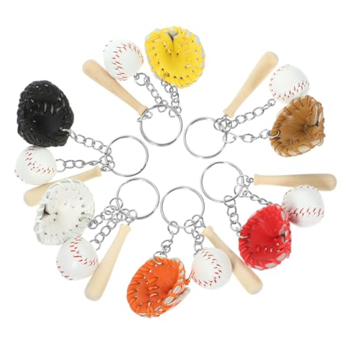 Porte-clés baseball en résine blanche de 2 cm vendus en lot de 6 pièces