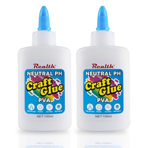 Realth Pegamento para Manualidades/Pegamento PVA | Universal Seco Transparente | 200ml Manualidades Artísticas | Ideal para Scrapbooking Manualidades y Tarjetas