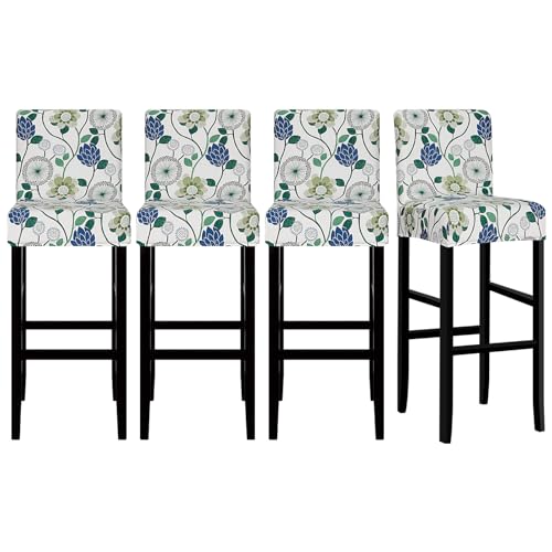 Image of Lellen Bar Stool Chair Covers Set of 4,Jacquard Bar Stool Cover Barstool Covers Slipcovers Stretch Bar Stool Covers with Backs Bar Stool Protector Covers for Kitchen Dining Room Counter Island