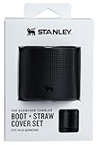 Stanley Quencher Boot and Straw Cover Cap | Anti-Slip Silicone Protector for 14 oz Tumbler with Handle | Accessory Set for Stainless Steel Drinking Cup | BPA-Free | Black 2.0