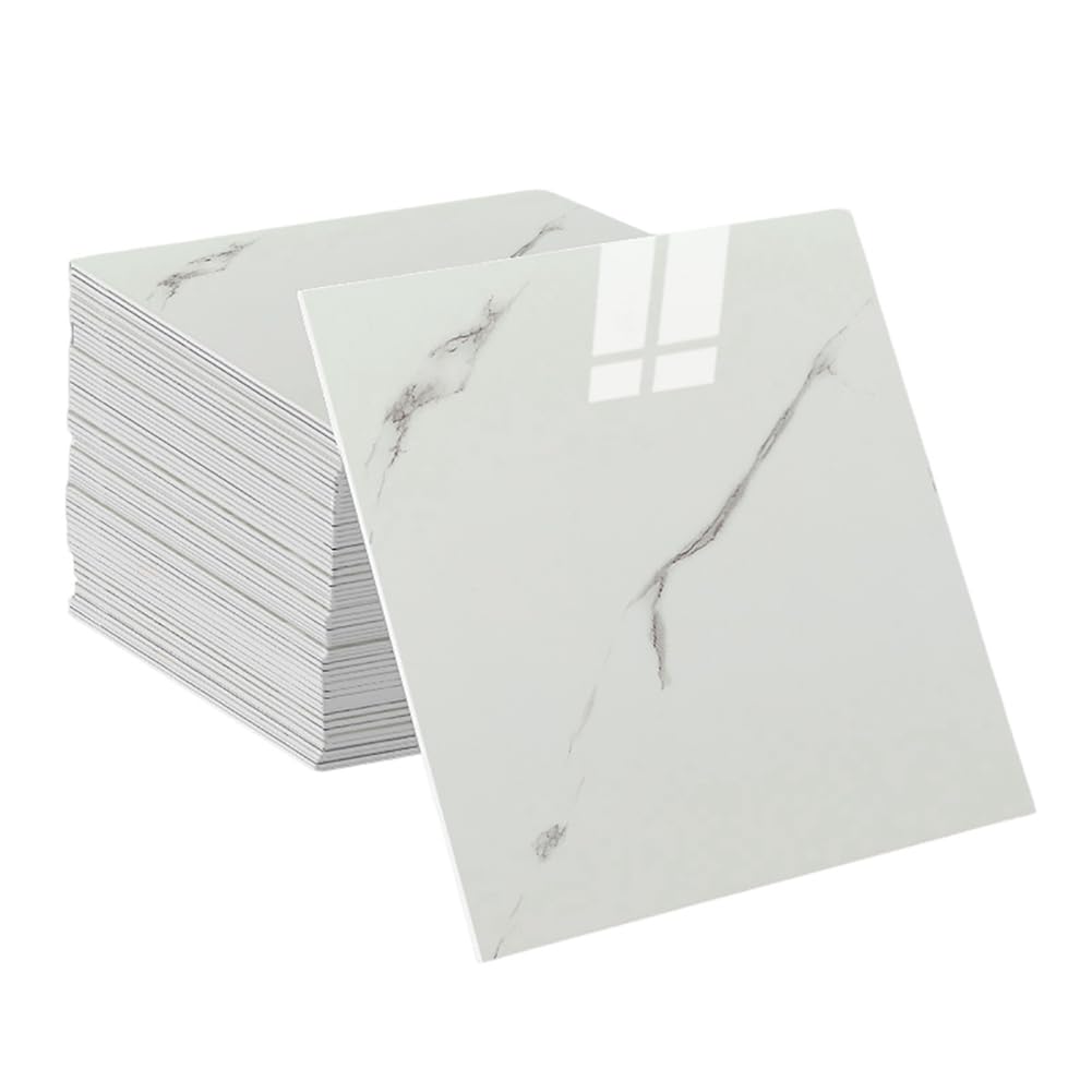 Peel and Stick Backsplash 10Pcs Marble Wall Tile Self-Adhesive Removable Waterproof Vinyl Tile Stickers Decals for Kitchen Bathroom (A5)