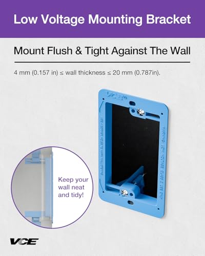 Image of VCE Low Voltage Mounting Bracket Single Gang Wall Plate, Flush Low Voltage Box for Network, HDMI, Coaxial, Speaker, Telephone Cables, Blue, 5 Pack