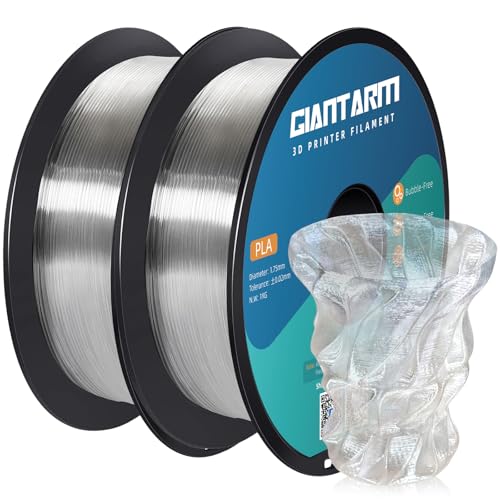 Image of GIANTARM PLA Filament 2KG,Clear 3D Printer Filament 1.75mm,Neatly Wound Transparent PLA 2pcs 1kg Spool (2.2lbs),Dimensional Accuracy + /- 0.02 mm,Fit Most FDM 3D Printers