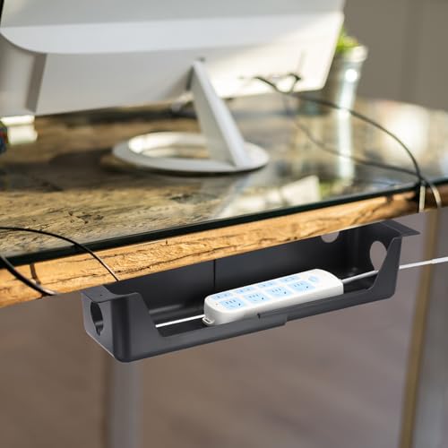 YOKIVE Bandeja para organización de cables, Negro | Organizador de cables para oficina, debajo del escritorio, para hogar, cocina y oficina miniatura 5