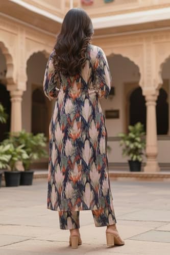Image of Leriya Fashion Women's Rayon Kurta Sets| Co ord Set for Women Stylish | Sleeveless Printed Kurtis | Dress | Comfortable Outfit for Office Look | Daily Summer Travel & Festive Dress