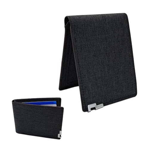 Mens Wallet Slim Credit Card Holder Wallet for Men and Boy, Man Small Wallet Bifold Credit Card Wallet Canvas Mens Slim Wallet Lightweight and Portable for Pants Pockets (Canvas, Black)