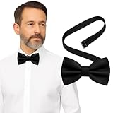 Bow Tie for Men Polyester Solid Pretied Bowties Adjustable Tuxedos Bowtie for Weddings & Groom’s Gift – Bow Ties for Women, Black