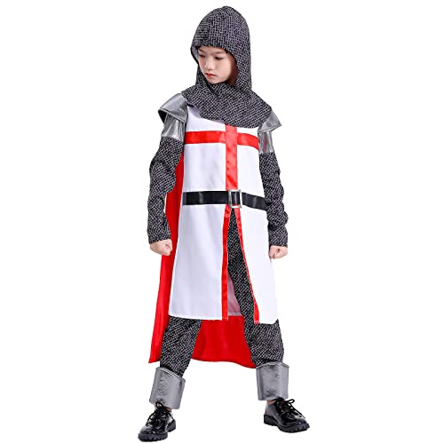 Rabiss Kids Knight Costume For Boys And Girls Medieval Knight Child's Costume Narnia Costume Renaissance Roman Warrior Costume Halloween Carnival Noble Knight Costume Kids Crusader Knight Boys Costume #TOP4