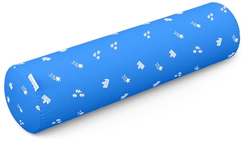 Image of Cherilo Baby Pillow 1 to 2 Years | Memory Foam Bolster Pillow for Kids | White Fancy Triangles Cushion for Neck & Side Support with Removable Washable Cover, Royal Star Design