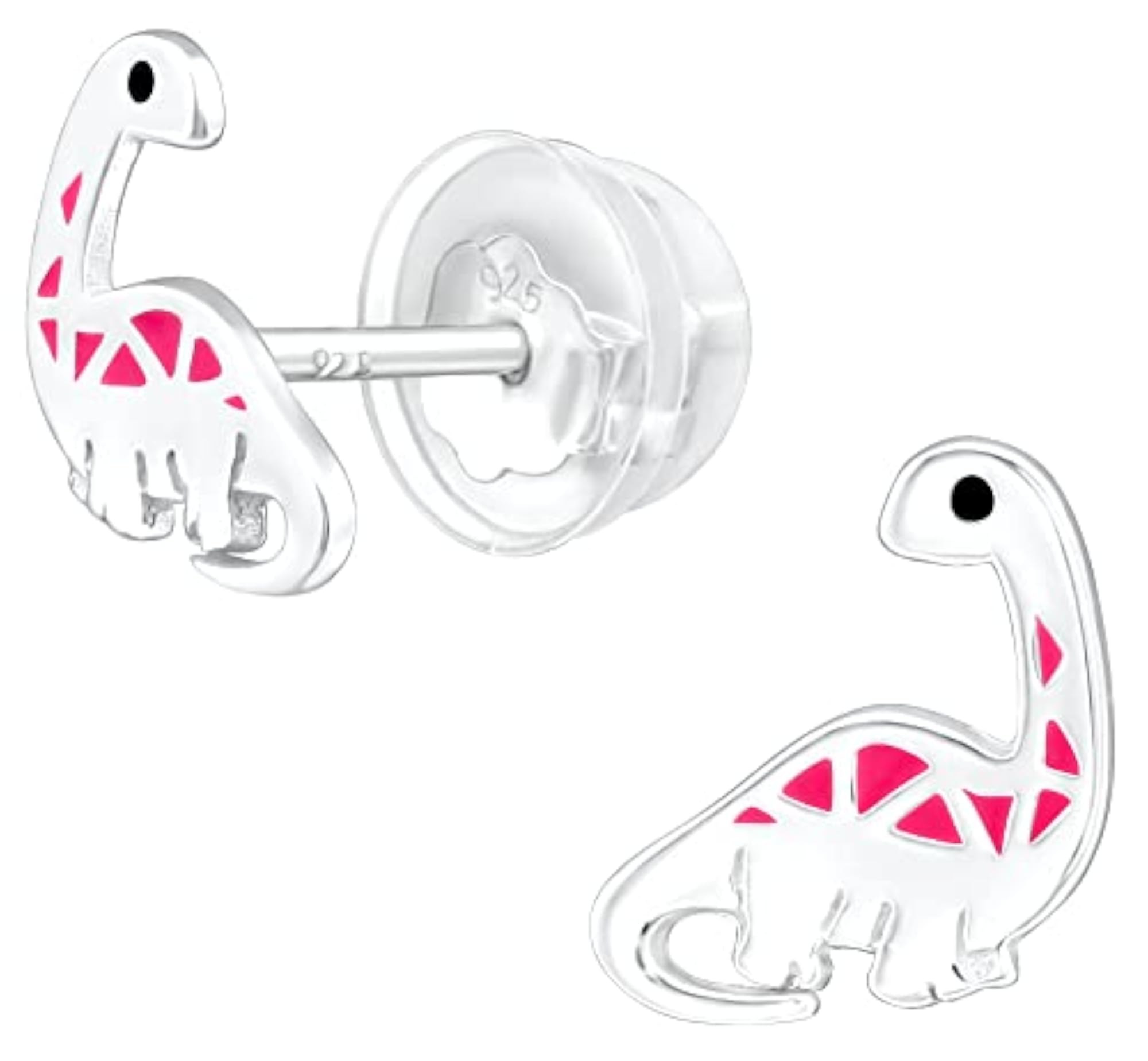 Girls' 92.5-925 Sterling Silver Dinosaur Stud Earrings